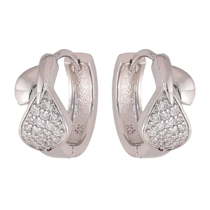 Серьги Xuping M&L цвет Родий колечки "Груша с кристаллами" фото №1