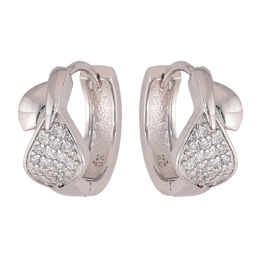 Серьги Xuping M&L цвет Родий колечки "Груша с кристаллами" фото №1