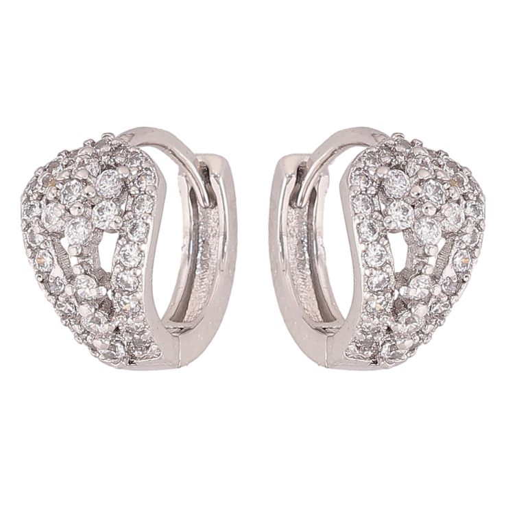 Сережки Xuping M&L колір Родій колечка "Квітковий орнамент із кристалами" фото №12 Сережки Xuping M&L колір Родій колечка "Квітковий орнамент із кристалами" фото №12