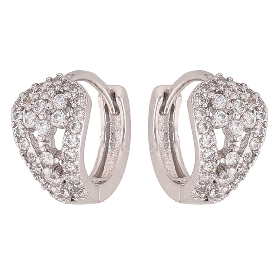 Сережки Xuping M&L колір Родій колечка "Квітковий орнамент із кристалами" фото №1 Сережки Xuping M&L колір Родій колечка "Квітковий орнамент із кристалами" фото №1