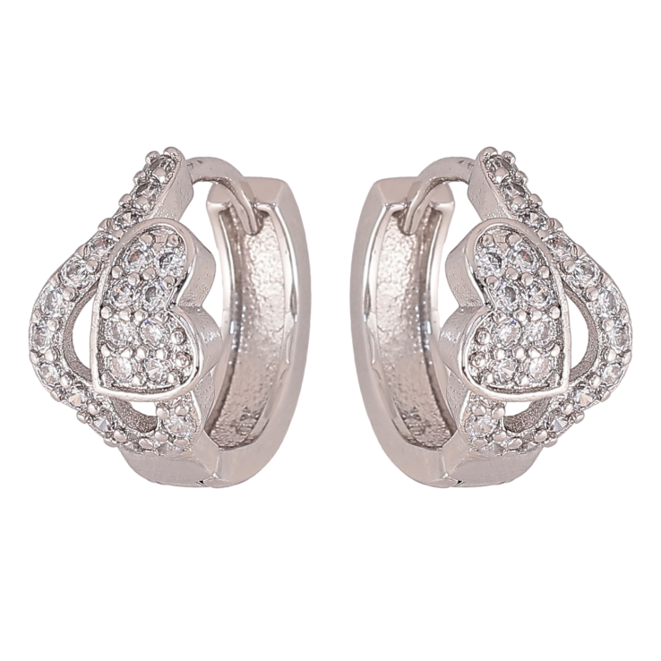 Сережки Xuping M&L колір Родій колечка "Візерунок з кристалами" фото №4 Сережки Xuping M&L колір Родій колечка "Візерунок з кристалами" фото №4