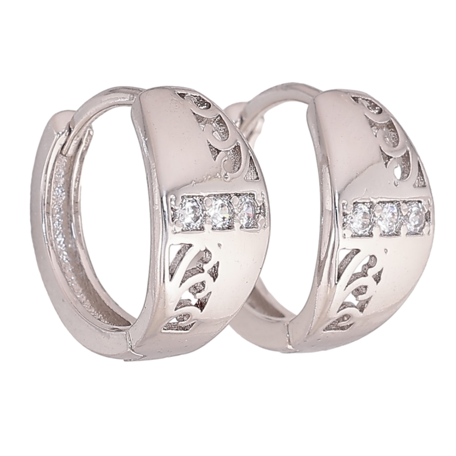 Сережки Xuping M&Lколір Родій колечка "Різний орнамент із вставками кристалів" на один бік фото №1 Сережки Xuping M&Lколір Родій колечка "Різний орнамент із вставками кристалів" на один бік фото №1