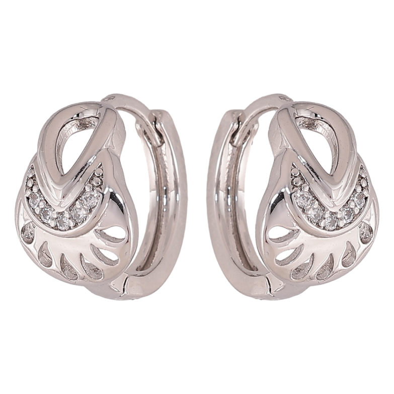 Серьги Xuping M&L цвет Родий колечки "Византия" узор на одну сторону фото №1 Серьги Xuping M&L цвет Родий колечки "Византия" узор на одну сторону фото №1