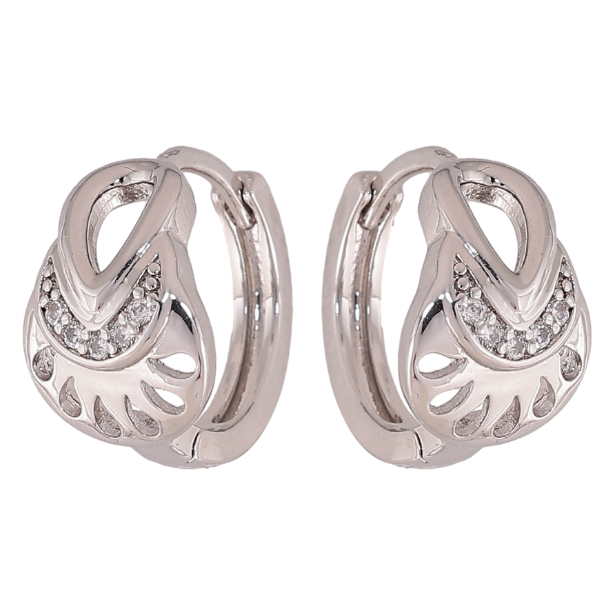 Серьги Xuping M&L цвет Родий колечки "Византия" узор на одну сторону фото №1