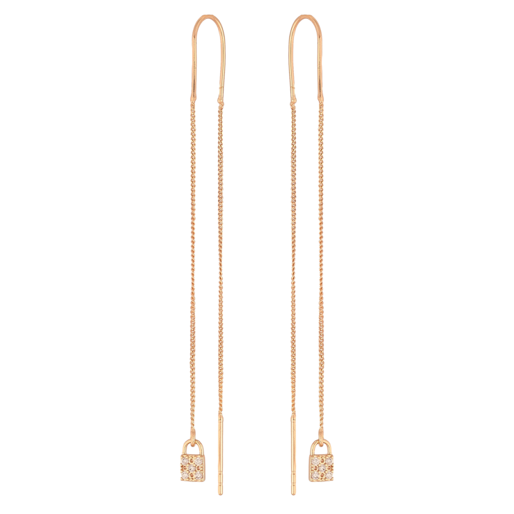 Сережки Xuping M&L колір 18K протяжки "Замочки на ланцюжку" фото №5