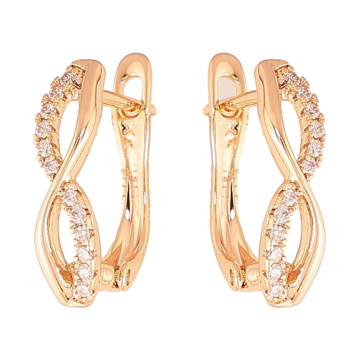 Серьги Xuping M&L цвет 18K английский замок "Узор с кристаллами" фото №4