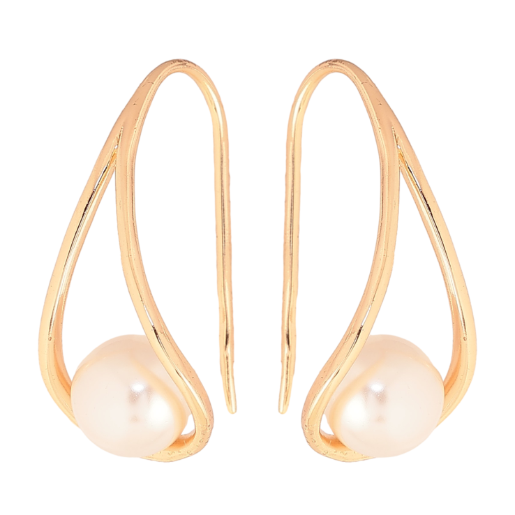 Серьги Xuping M&L цвет 18K французский замок "Петельки с жемчужинами" фото №12 Серьги Xuping M&L цвет 18K французский замок "Петельки с жемчужинами" фото №12