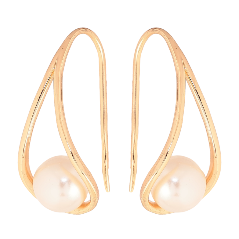 Серьги Xuping M&L цвет 18K французский замок "Петельки с жемчужинами" фото №1