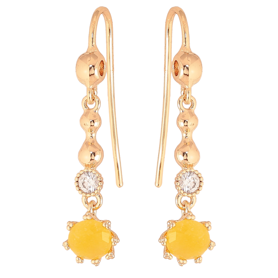 Серьги Xuping M&L цвет 18К французский замок "Декоративные подвески с желтыми кристаллами" фото №1