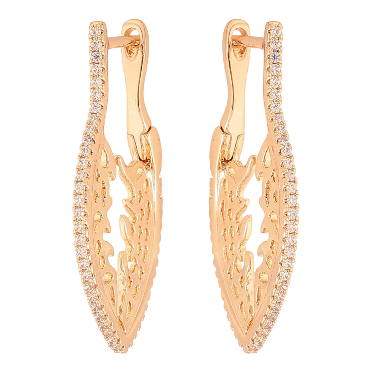 Серьги Xuping M&L цвет 18K английский замок "Боковой узор с дорожками кристаллов" фото №17 Серьги Xuping M&L цвет 18K английский замок "Боковой узор с дорожками кристаллов" фото №17