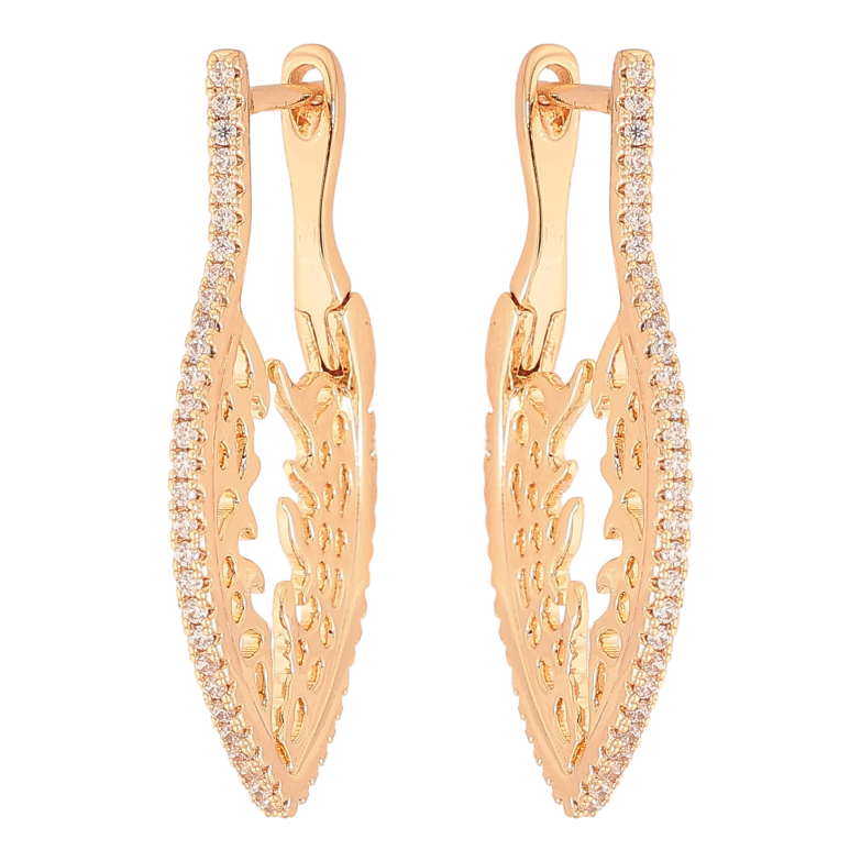 Сережки Xuping M&L колір 18K англійський замок "Бічний візерунок з доріжками кристалів" фото №1 Сережки Xuping M&L колір 18K англійський замок "Бічний візерунок з доріжками кристалів" фото №1