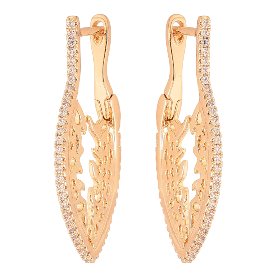 Серьги Xuping M&L цвет 18K английский замок "Боковой узор с дорожками кристаллов" фото №1