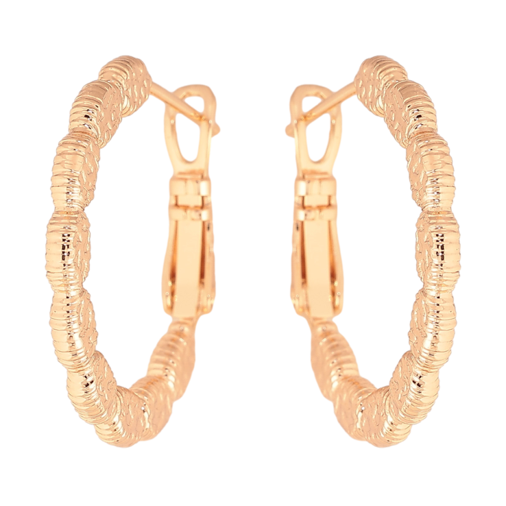 Серьги Xuping M&L цвет 18K кольца (конго) "Декоративный узор" ø 2.5см фото №2