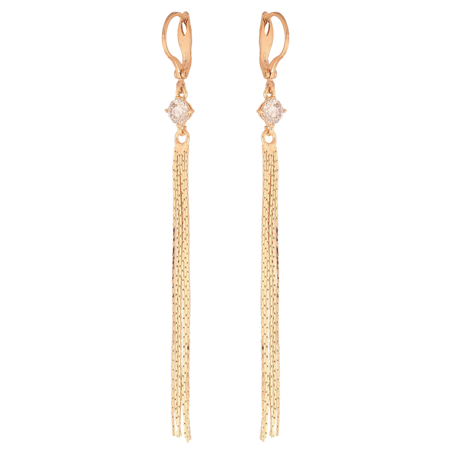 Серьги Xuping M&L цвет 18K английский замок "Подвески из цепочек с кристаллами" фото №1