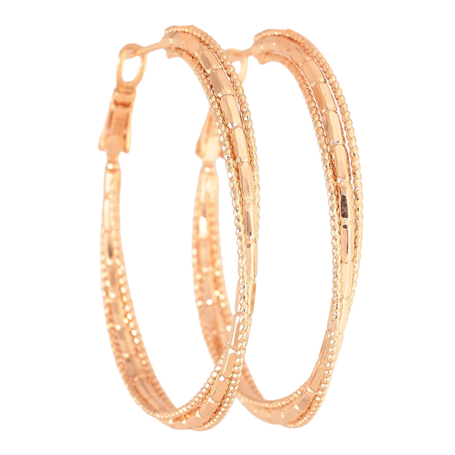 Сережки Xuping M&L колір 18K кільця (конго) "Декоративний візерунок" ø 4.5см фото №1 Сережки Xuping M&L колір 18K кільця (конго) "Декоративний візерунок" ø 4.5см фото №1