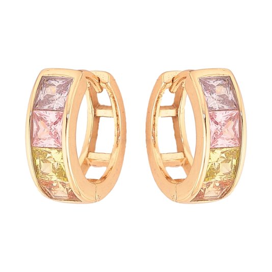 Сережки Xuping M&L колір 18K колечка "Дорожки кольорових кристалів" фото №1 Сережки Xuping M&L колір 18K колечка "Дорожки кольорових кристалів" фото №1
