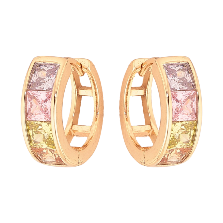 Серьги Xuping M&L цвет 18K колечки "Дорожки цветных кристаллов" фото №1 Серьги Xuping M&L цвет 18K колечки "Дорожки цветных кристаллов" фото №1