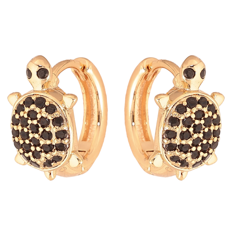 Сережки Xuping M&L колір 18K колечка "Черепахи з чорними кристалами" фото №7