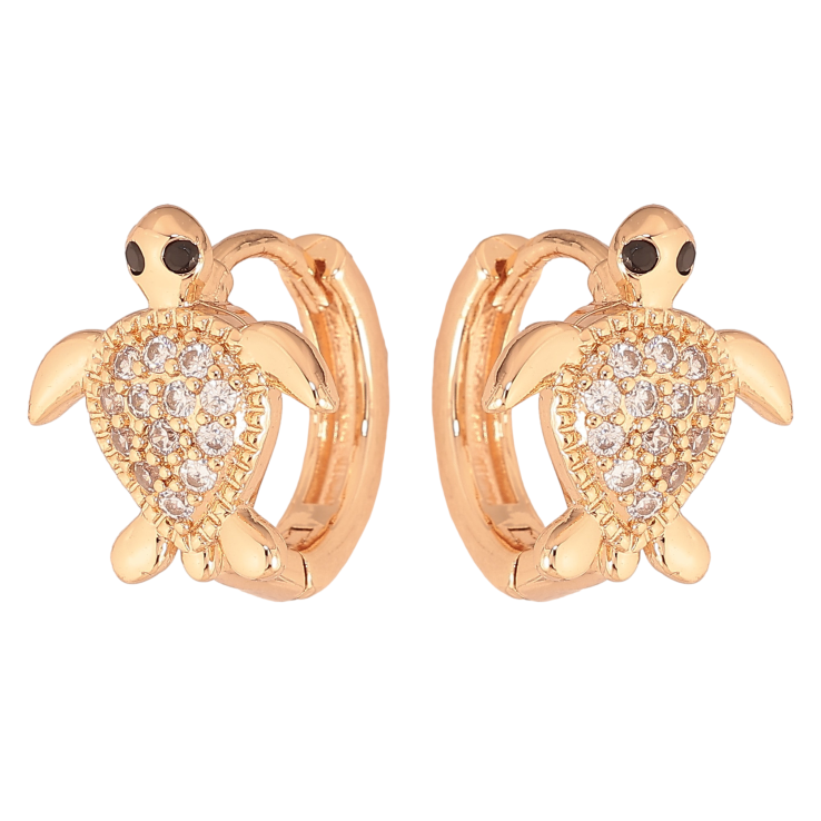 Сережки Xuping M&L колір 18K колечка "Черепашки з кристалами" фото №4