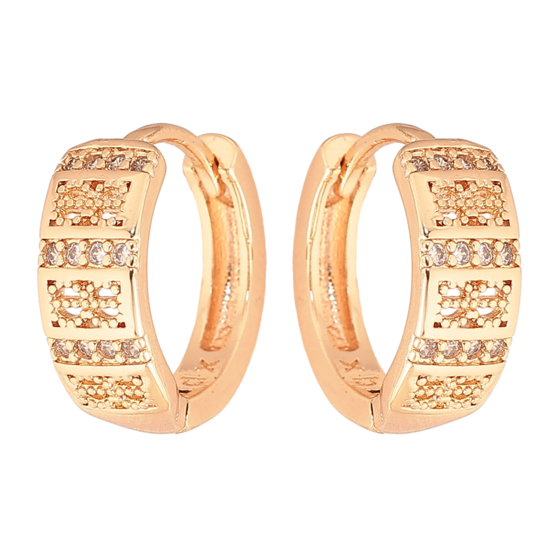 Серьги Xuping M&L цвет 18K колечки "Узор с кристаллами" фото №4