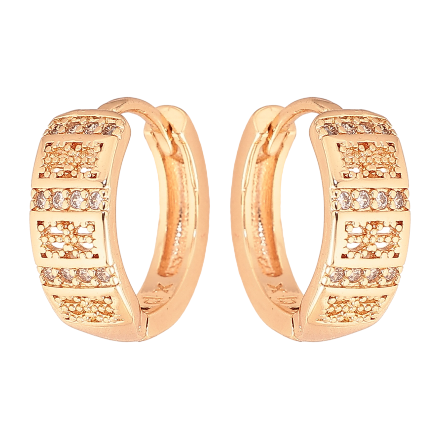 Серьги Xuping M&L цвет 18K колечки "Узор с кристаллами" фото №1