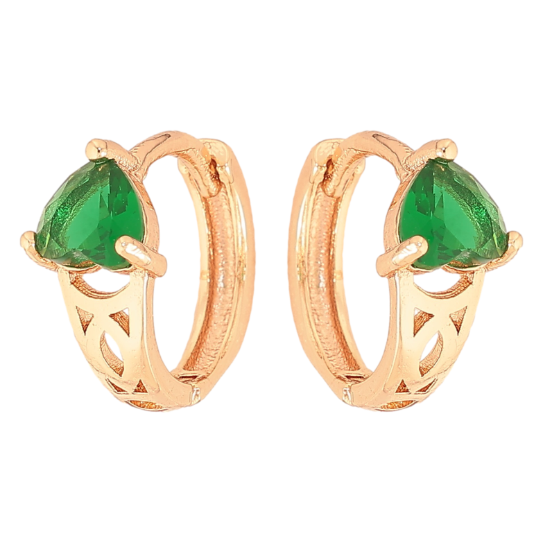Сережки Xuping M&L колір 18K колечка "Візерунок з зеленими кристалами" фото №2 Сережки Xuping M&L колір 18K колечка "Візерунок з зеленими кристалами" фото №2