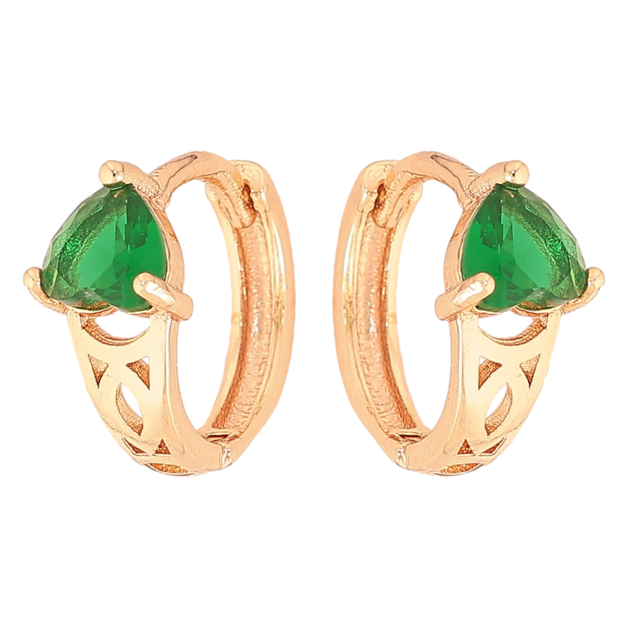 Серьги Xuping M&L цвет 18K колечки "Узор с зелеными кристаллами" фото №1