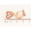 Сережки Xuping M&L колір 18K колечка "Сердечки з малиновими кристалами" фото №2
