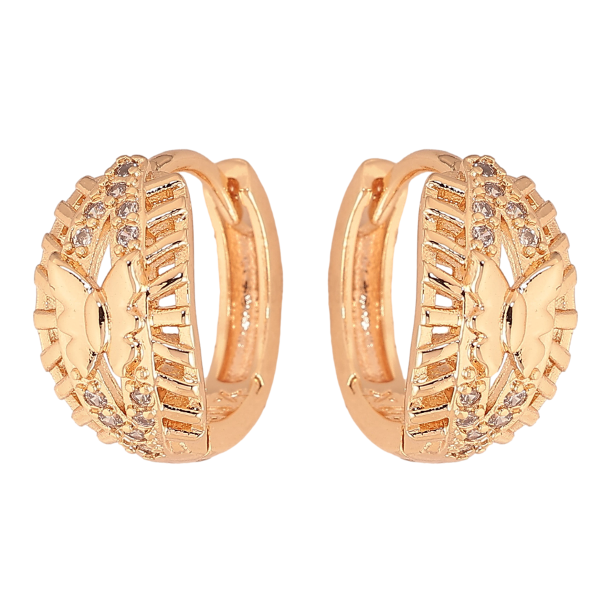Серьги Xuping M&L цвет 18K колечки "Узор бабочки с кристаллами" фото №1 Серьги Xuping M&L цвет 18K колечки "Узор бабочки с кристаллами" фото №1