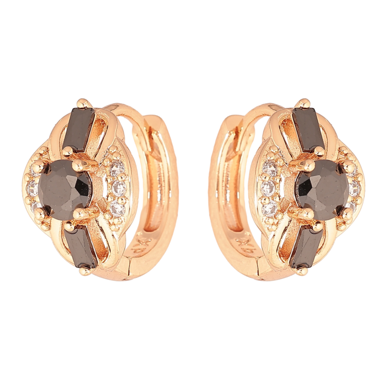 Серьги Xuping M&L цвет 18K колечки "Узор с черными кристаллами" фото №1 Серьги Xuping M&L цвет 18K колечки "Узор с черными кристаллами" фото №1