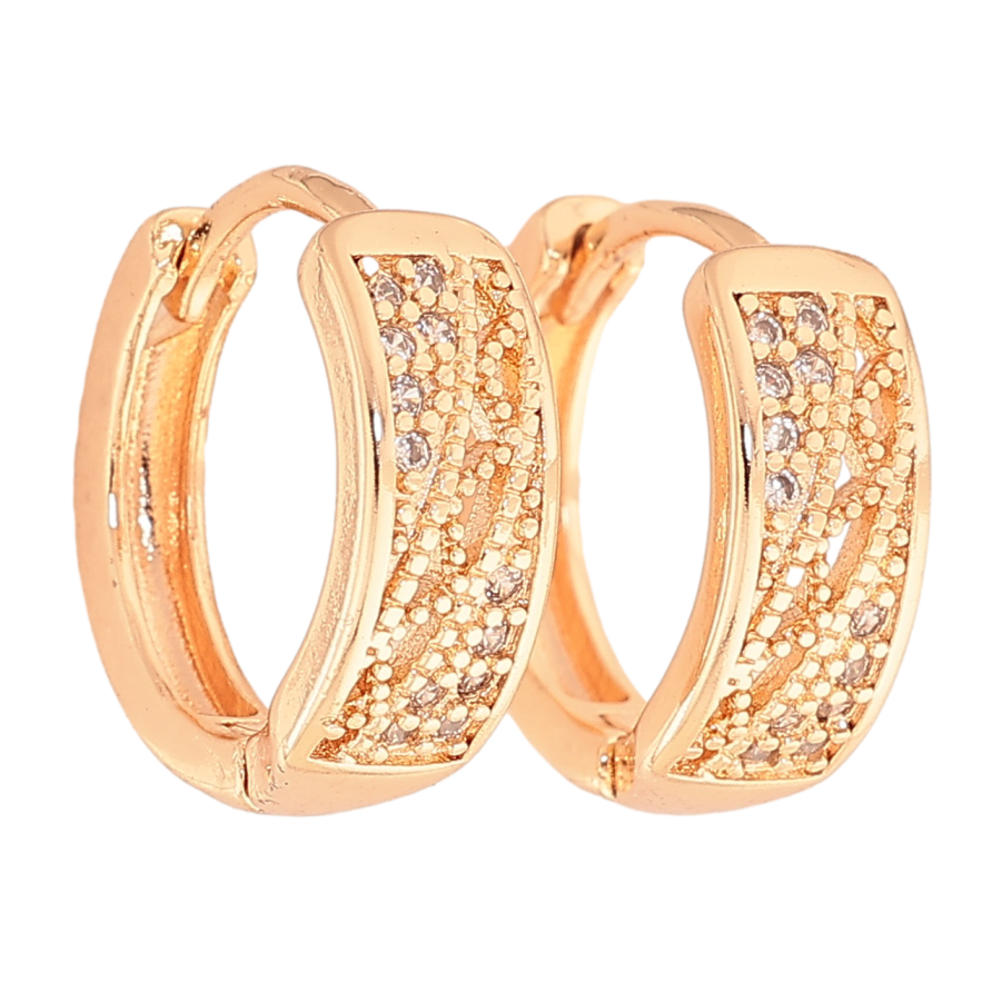 Сережки Xuping M&L колір 18K колечка "Візерунок з кристалами" на один бік фото №1 Сережки Xuping M&L колір 18K колечка "Візерунок з кристалами" на один бік фото №1