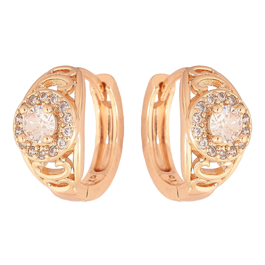 Сережки Xuping M&L колір 18K колечка "Інкрустація кристалами" фото №1 Сережки Xuping M&L колір 18K колечка "Інкрустація кристалами" фото №1