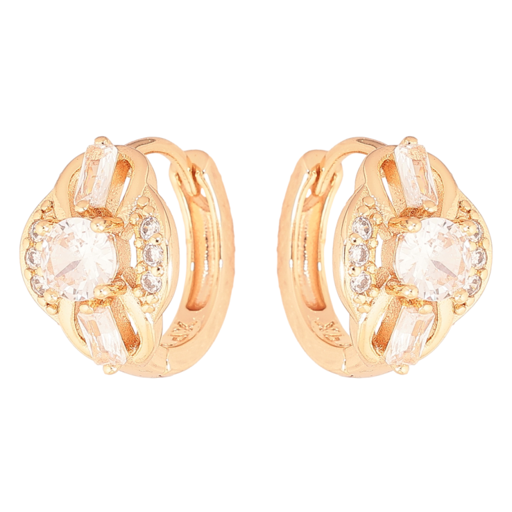 Сережки Xuping M&L колір 18K колечка "Візерунок з кристалами" фото №9