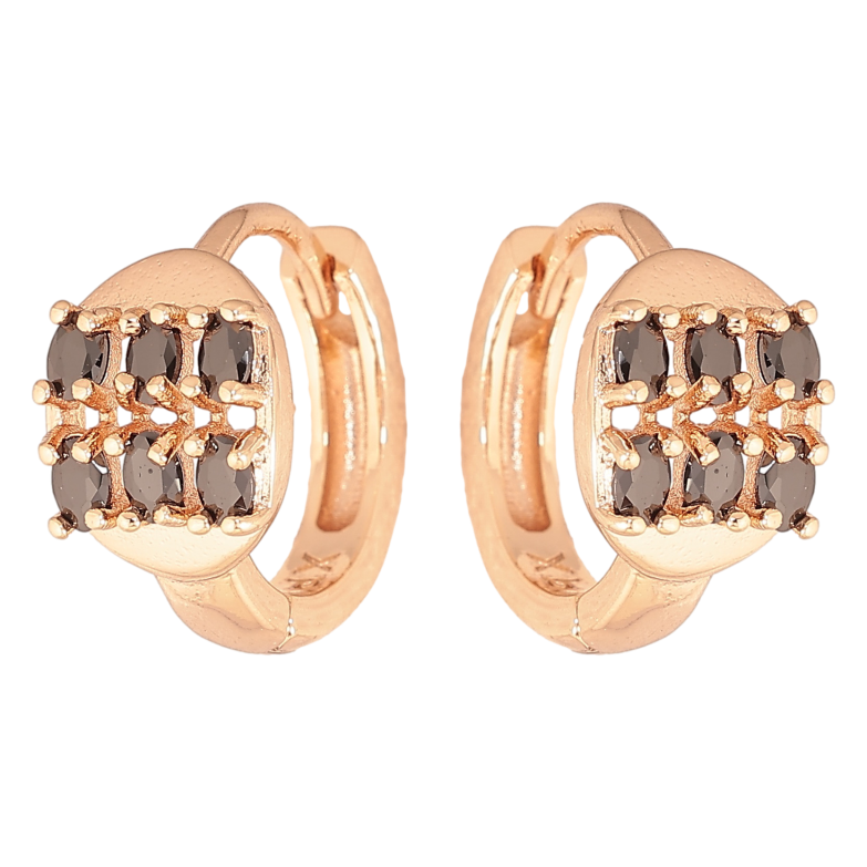 Серьги Xuping M&L цвет 18K колечки "Инкрустация черными кристаллами" фото №1