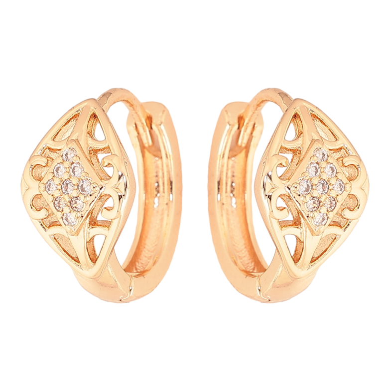 Сережки Xuping M&L колір 18K колечка "Візерунок з кристалами" фото №1 Сережки Xuping M&L колір 18K колечка "Візерунок з кристалами" фото №1