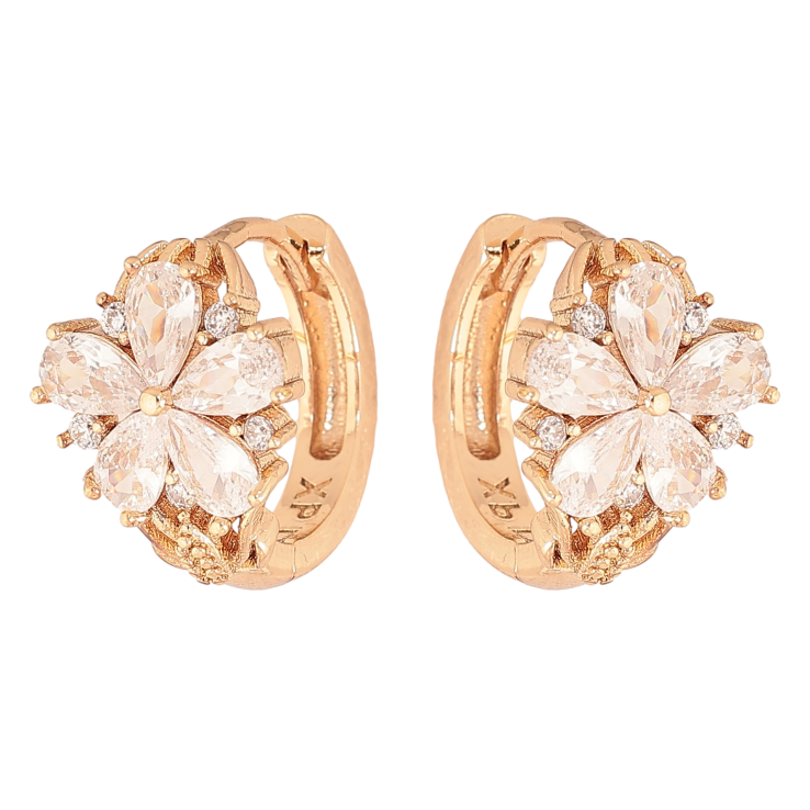 Сережки Xuping M&L колір 18K колечка "Квіточки з кристалами" фото №14