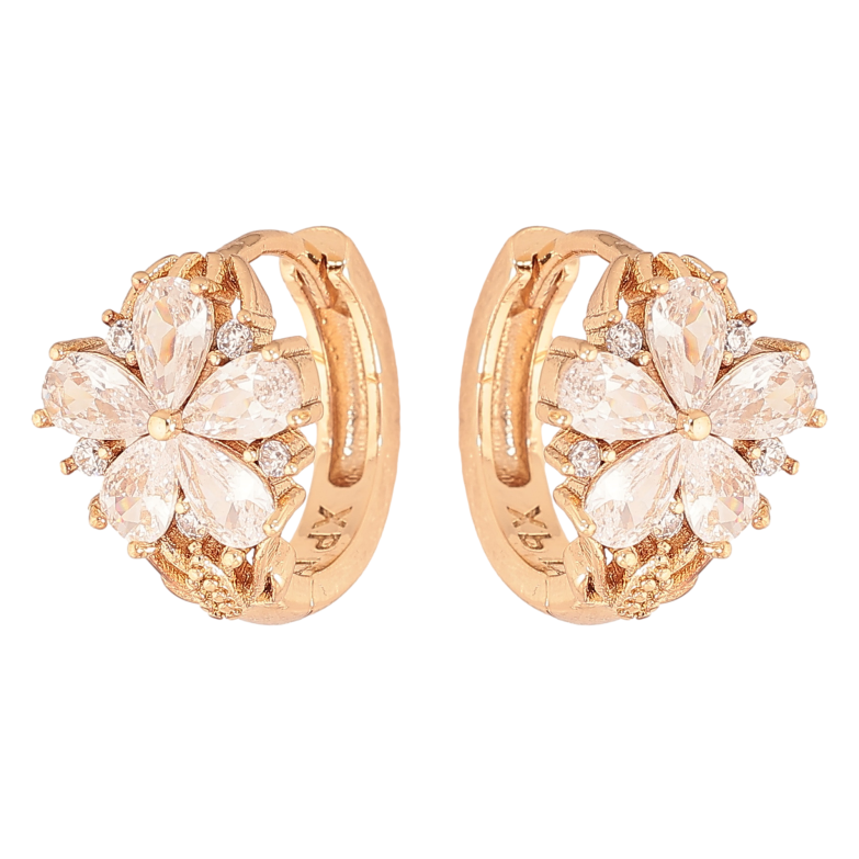 Сережки Xuping M&L колір 18K колечка "Квіточки з кристалами" фото №1