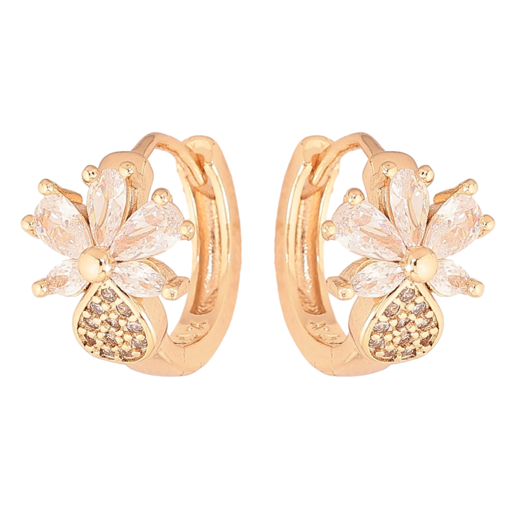 Сережки Xuping M&L колір 18K колечка "Квіточки з кристалами" фото №17