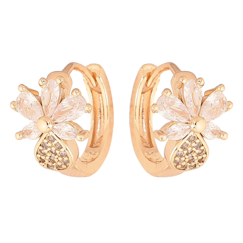 Сережки Xuping M&L колір 18K колечка "Квіточки з кристалами" фото №1