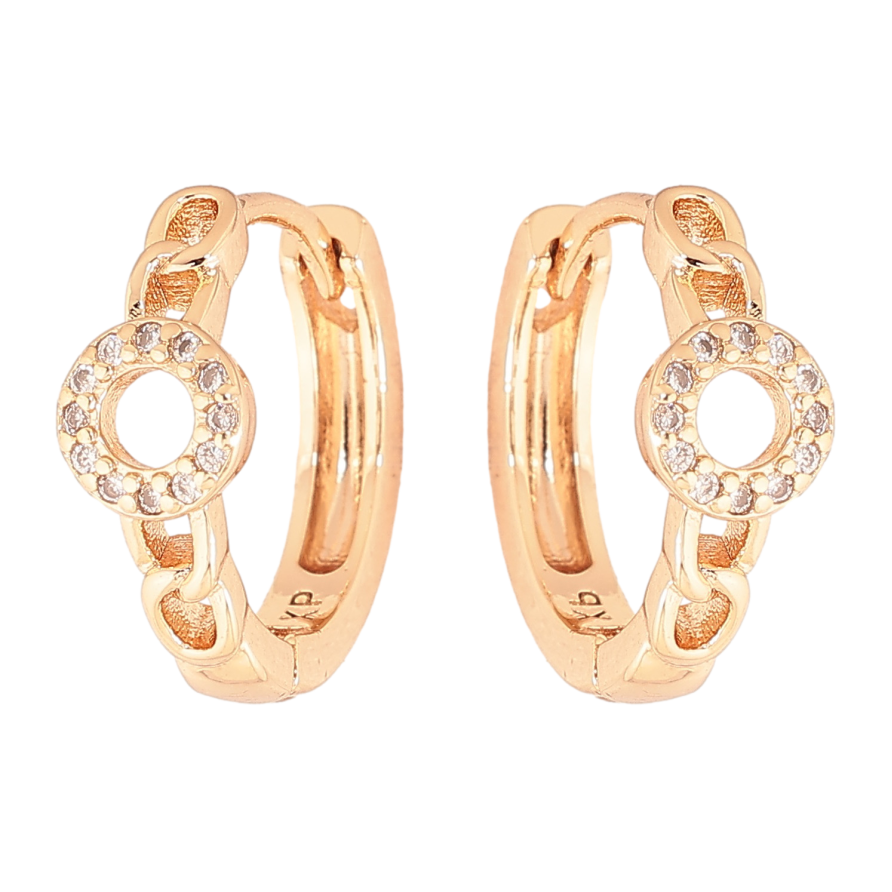 Сережки Xuping M&L колір 18K колечка "Візерунок з кристалами" фото №1 Сережки Xuping M&L колір 18K колечка "Візерунок з кристалами" фото №1