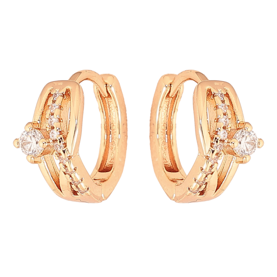 Сережки Xuping M&L колір 18K колечка "Візерунок з кристалами" фото №1