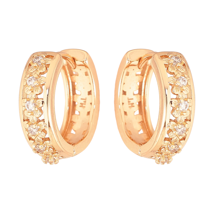 Сережки Xuping M&L колір 18K колечка "Квітковий візерунок з кристалами" фото №8 Сережки Xuping M&L колір 18K колечка "Квітковий візерунок з кристалами" фото №8