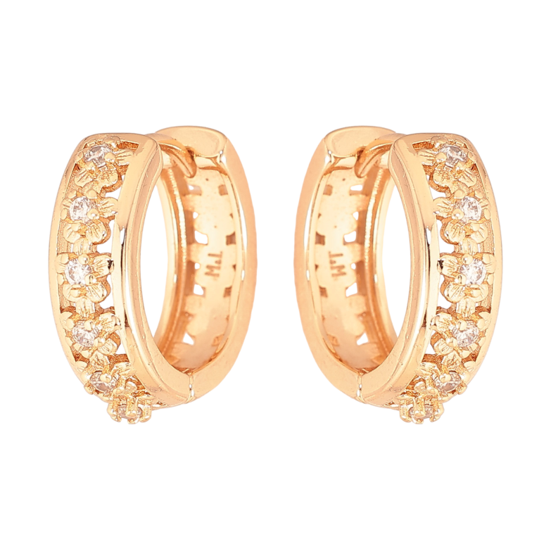 Серьги Xuping M&L цвет 18K колечки "Цветочный узор с кристаллами" фото №1