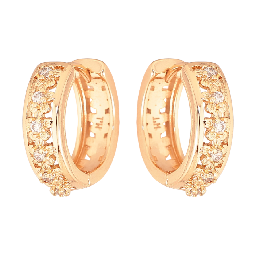 Сережки Xuping M&L колір 18K колечка "Квітковий візерунок з кристалами" фото №1