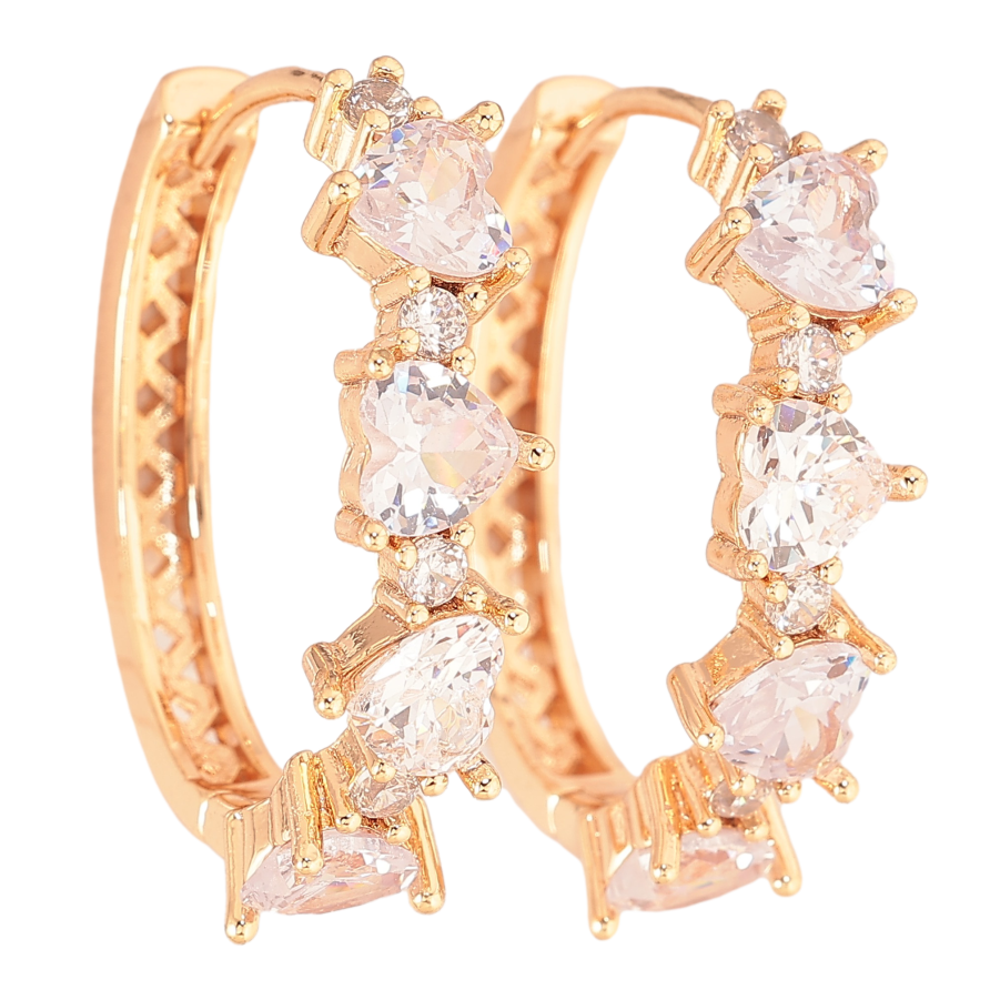 Сережки Xuping M&L колір 18K колечка "Візерунок з кристальними серцями" фото №1