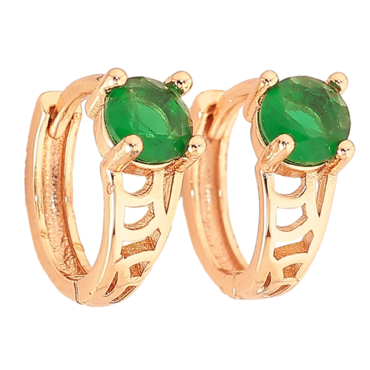 Сережки Xuping M&L колір 18K колечка "Візерунок з зеленими кристалами" фото №1 Сережки Xuping M&L колір 18K колечка "Візерунок з зеленими кристалами" фото №1