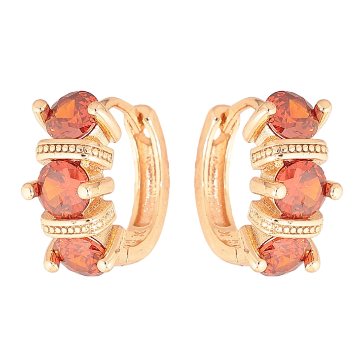 Сережки Xuping M&L колір 18K колечка "Візерунок з червоними кристалами" фото №5