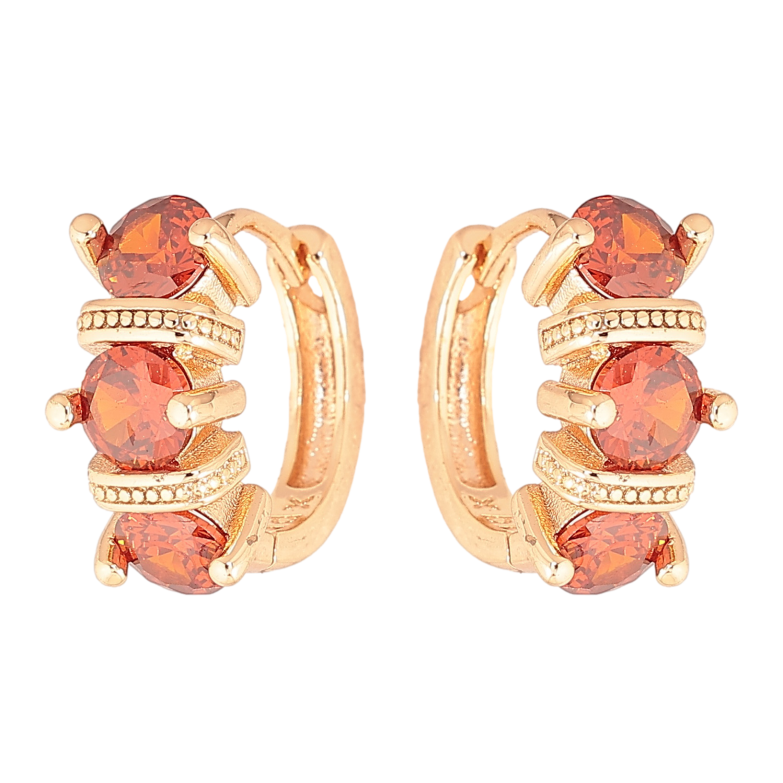 Серьги Xuping M&L цвет 18K колечки "Узор с красными кристаллами" фото №1 Серьги Xuping M&L цвет 18K колечки "Узор с красными кристаллами" фото №1