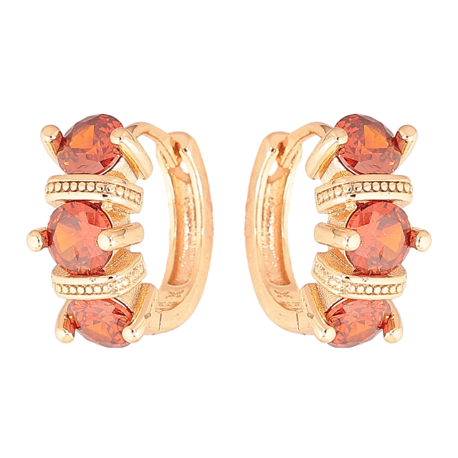 Сережки Xuping M&L колір 18K колечка "Візерунок з червоними кристалами" фото №1