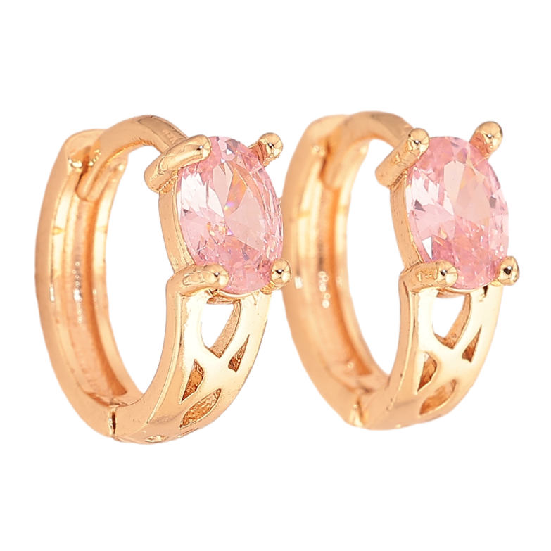 Сережки Xuping M&L колір 18K колечка "Візерунок з рожевими кристалами" фото №1